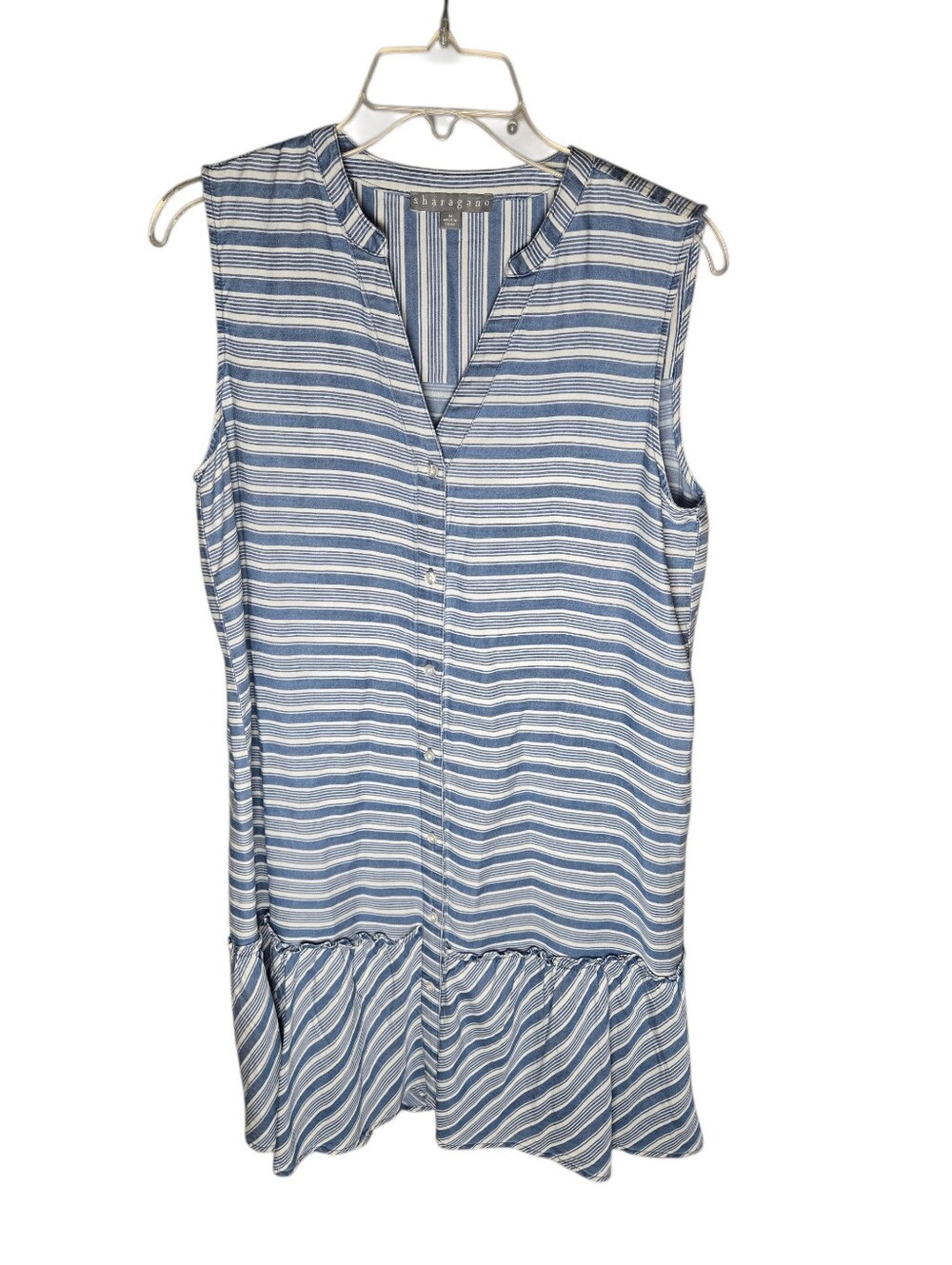 Sheragano Women's Button Down Striped Dress Med Relaxed Fit Oversized